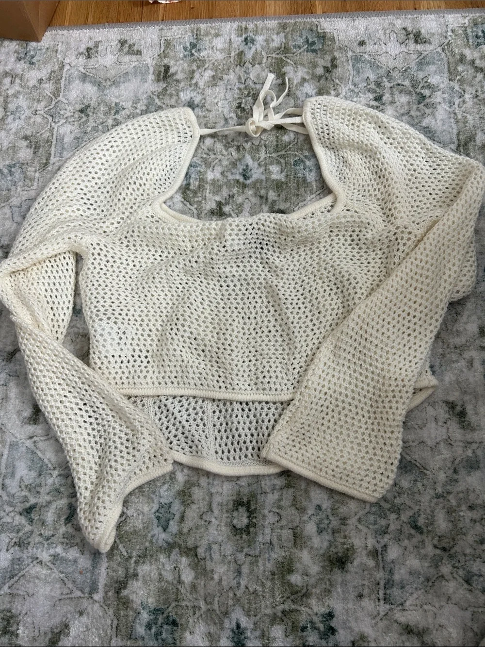 H&M Open-Weave Cream Knit Top
